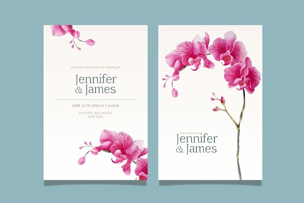 Free vector wedding invitation template with a big flower