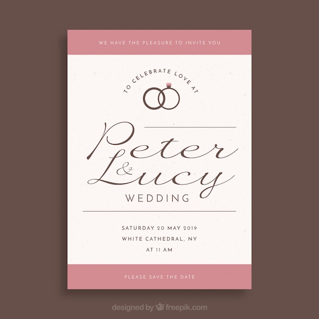 Free vector wedding invitation template with flat design