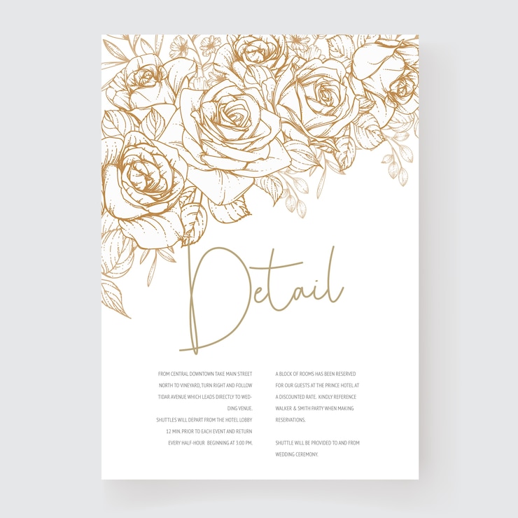 Free Vector wedding invitation template with flowers