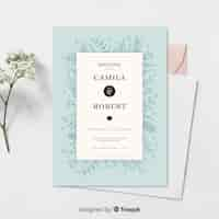 Free vector wedding invitation template with flowers