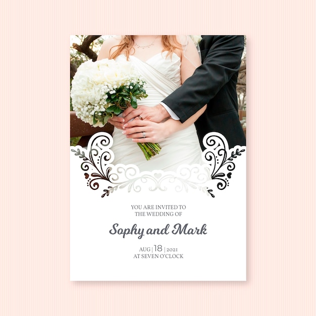 Wedding invitation template with image