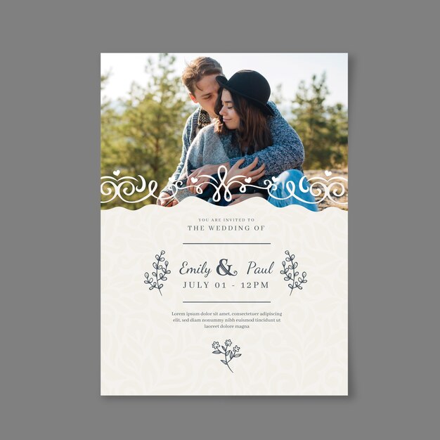 Wedding invitation template with image