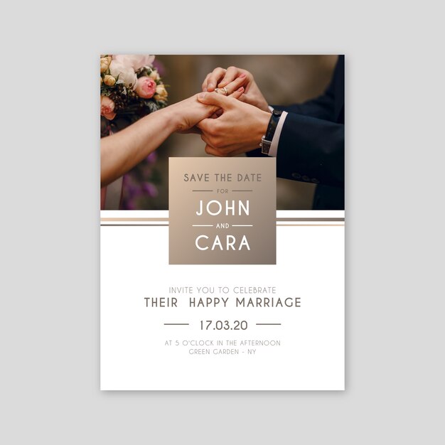 Free vector wedding invitation template with image