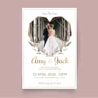 Free vector wedding invitation template with image