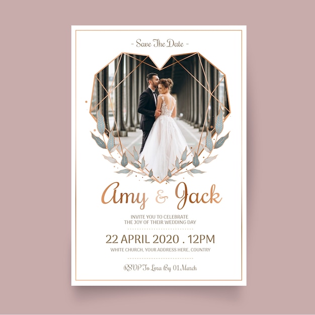 Wedding invitation template with image