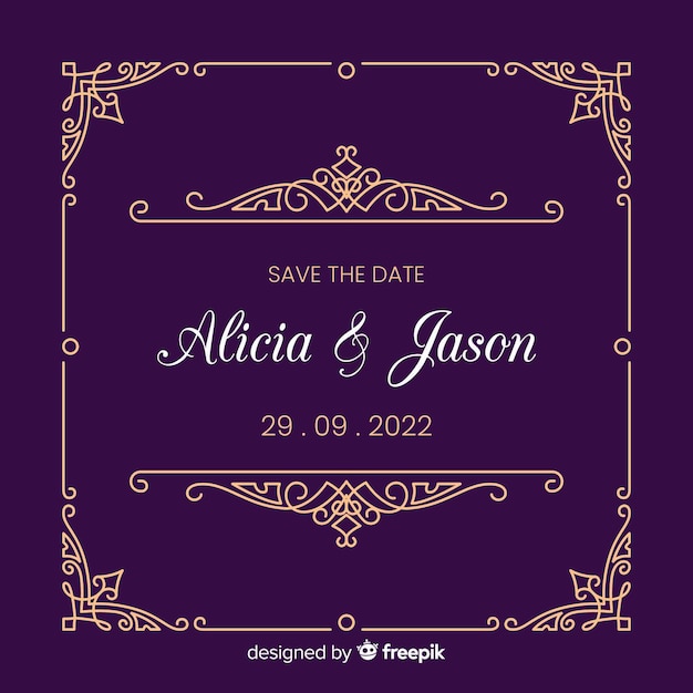 Wedding invitation template with ornaments