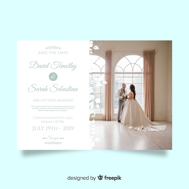 Wedding invitation template with photo