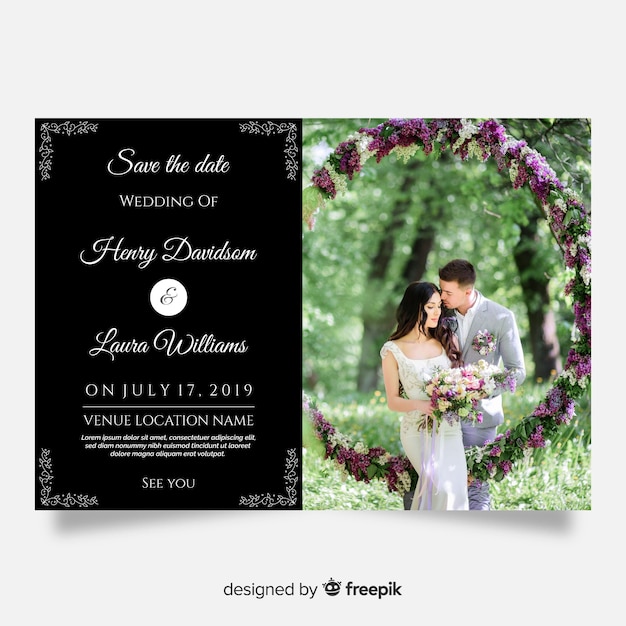 Wedding invitation template with photo