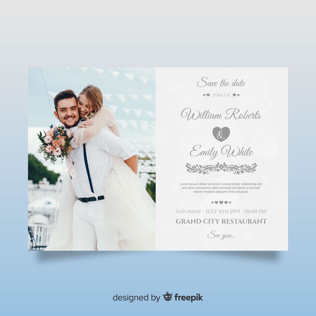 Wedding invitation template with photo