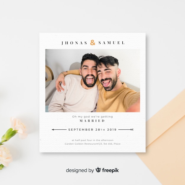 Wedding invitation template with photo