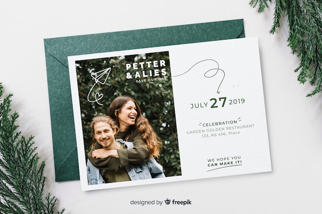 Wedding invitation template with photo