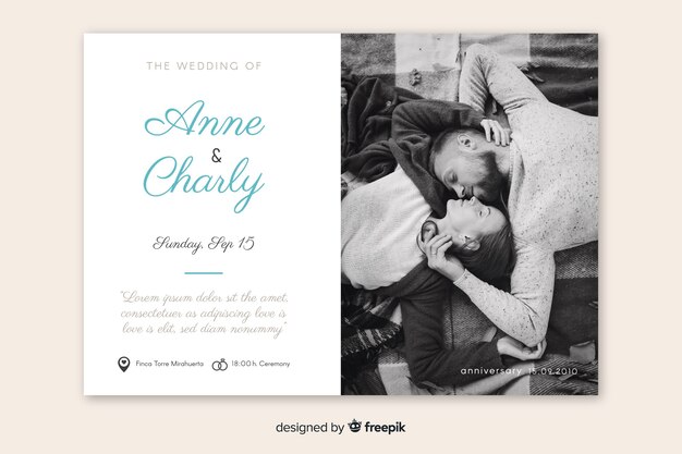wedding invitation template with photo