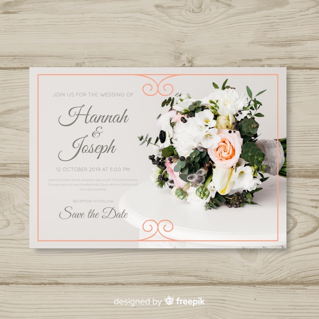 Wedding invitation template with photo