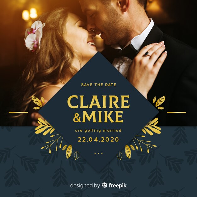 Wedding invitation template with photo