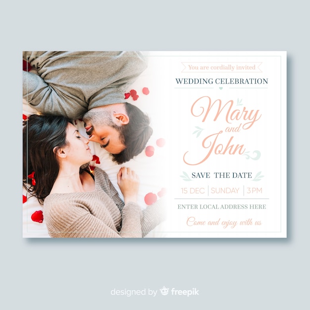 Wedding invitation template with photo