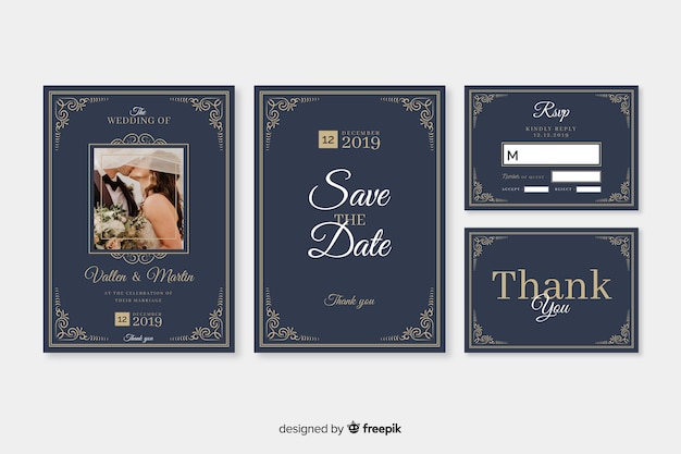 Wedding invitation template with photo