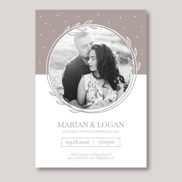 Wedding invitation template with photo