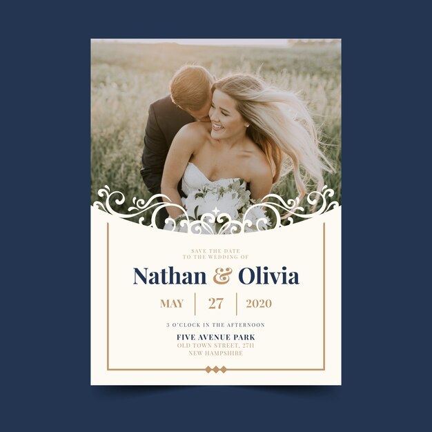 Wedding invitation template with photo