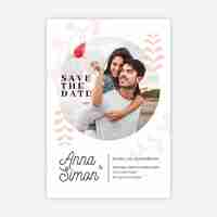 Free vector wedding invitation template with photo