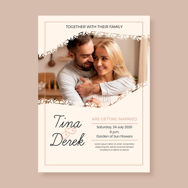 Free Vector | Wedding invitation template with photo