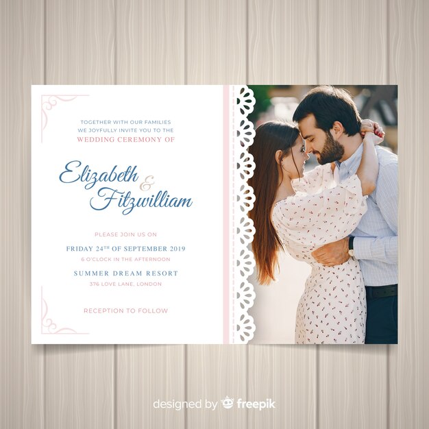 Wedding invitation template with photo