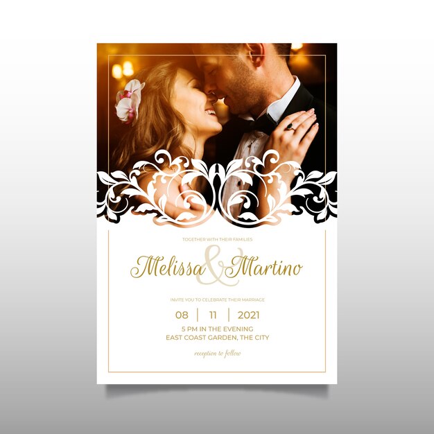 Wedding invitation template with photo