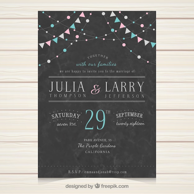 Wedding invitation template with vintage style