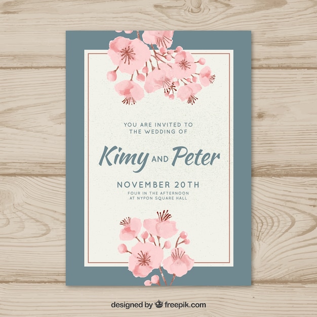 Wedding invitation template with vintage style