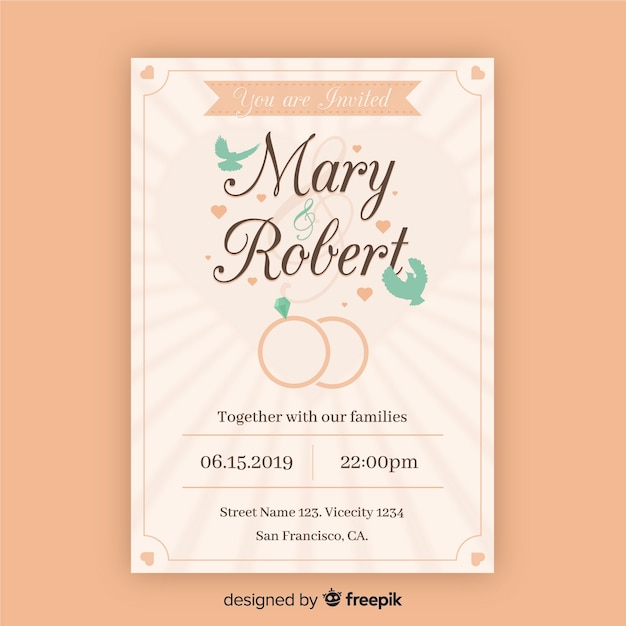 Free vector wedding invitation template