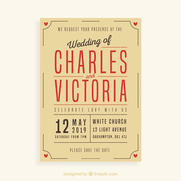 Wedding invitation in vintage style