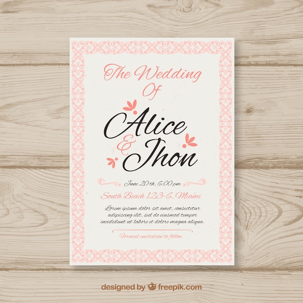 Wedding invitation in vintage style