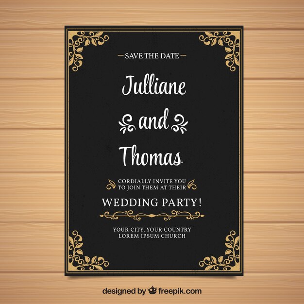 Wedding invitation in vintage style