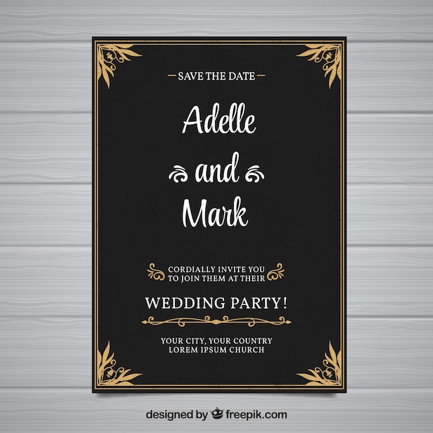 Free vector wedding invitation in vintage style