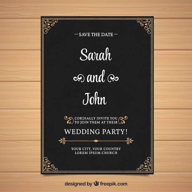 Free vector wedding invitation in vintage style