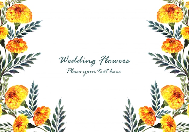 Wedding invitation watercolor decorative flowers card template