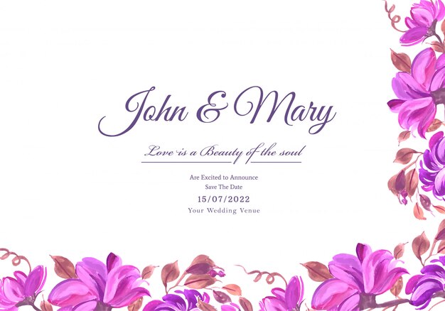 Свадебное приглашение акварель декоративная цветочная открытка