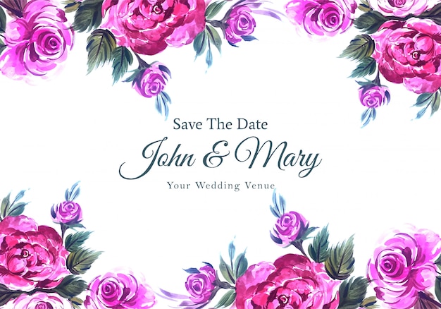 Бесплатное векторное изображение Свадебные приглашения, акварель, цветы
