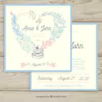 Free vector wedding invitation wihth natural ornaments