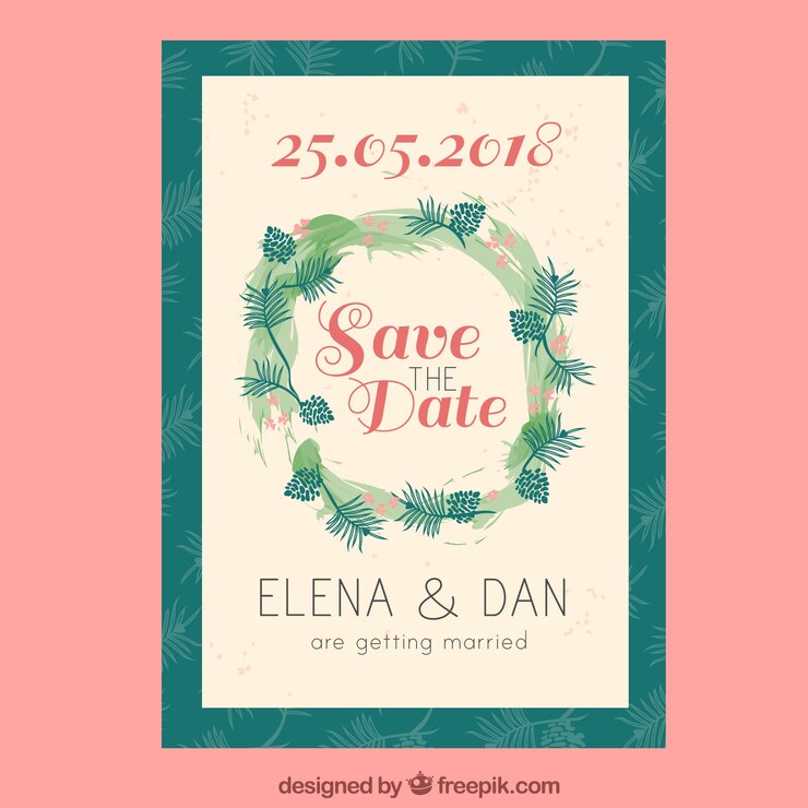 Free Vector wedding invitation with artistic style