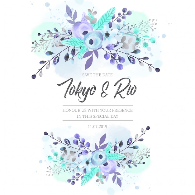 Download Free Wedding Invitation With Blue Flowers Svg Dxf Eps Png Free Download Cut Files Svg Png Dxf