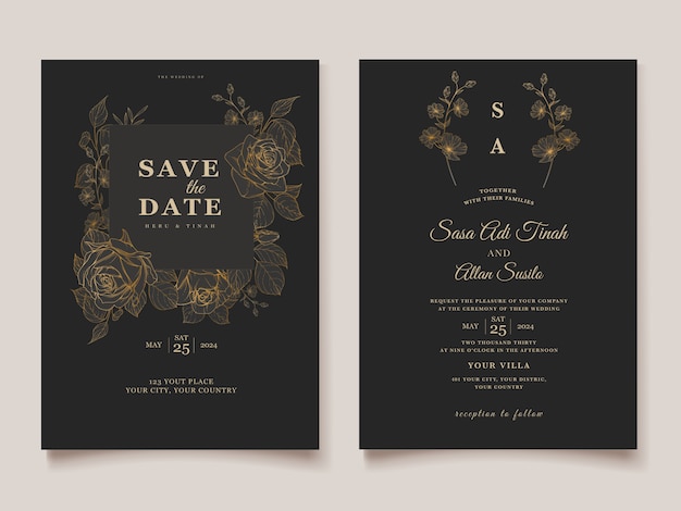 Free vector wedding invitation with elegant design template