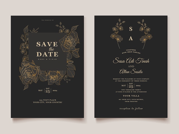 wedding invitation with elegant design template