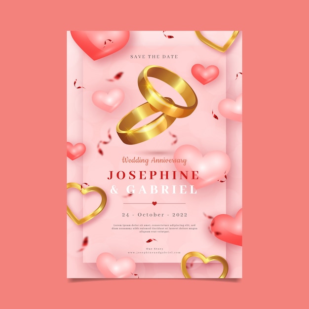 Wedding invitation with flat design