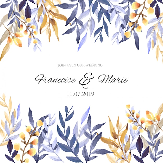Wedding invitation with floral background