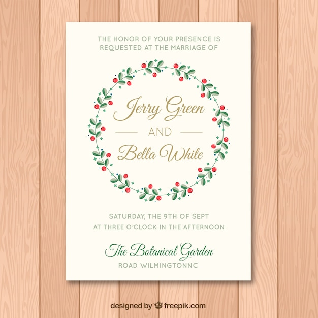 Free vector wedding invitation with floral circle