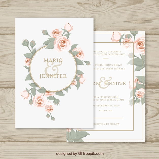 Wedding invitation with floral circle