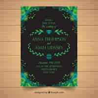 Free vector wedding invitation with floral elements