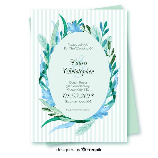 Free vector wedding invitation with floral elements