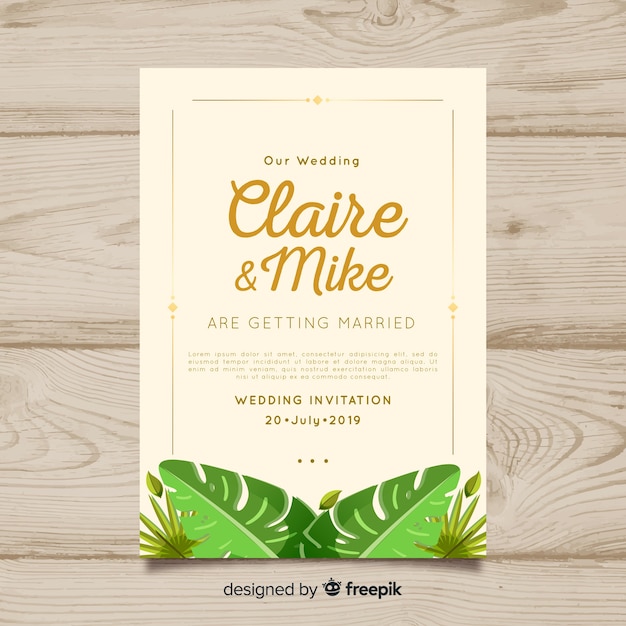 Wedding invitation with floral elements
