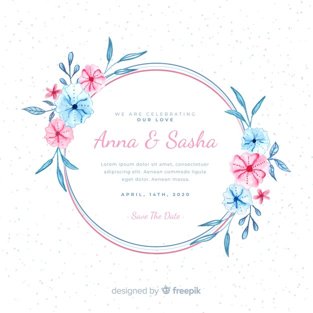 Свадебное приглашение с цветочной рамкой